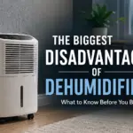 Portable home dehumidifier illustrating the biggest disadvantages of dehumidifiers, including noise, maintenance, heat, and energy use.