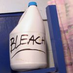 Is Breathing in Bleach Bad? What to Do If You Inhale Bleach Fumes Bleach bottle and warning label illustrating the dangers of inhaling bleach fumes indoors