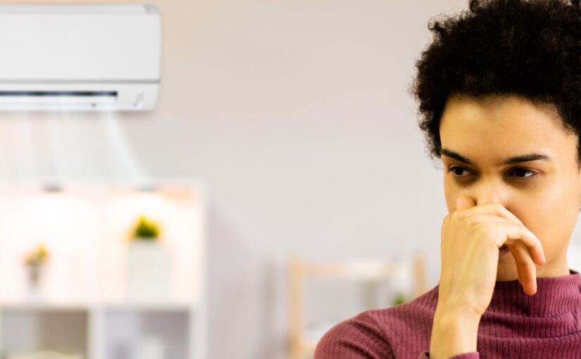 A woman contemplating buying a UV air purification system