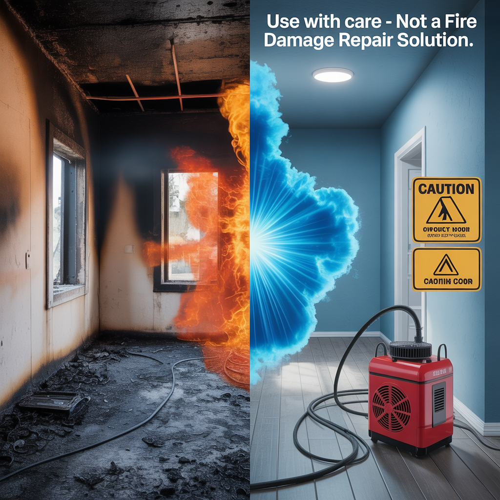comparison image of fire and smoke damage vs ozone