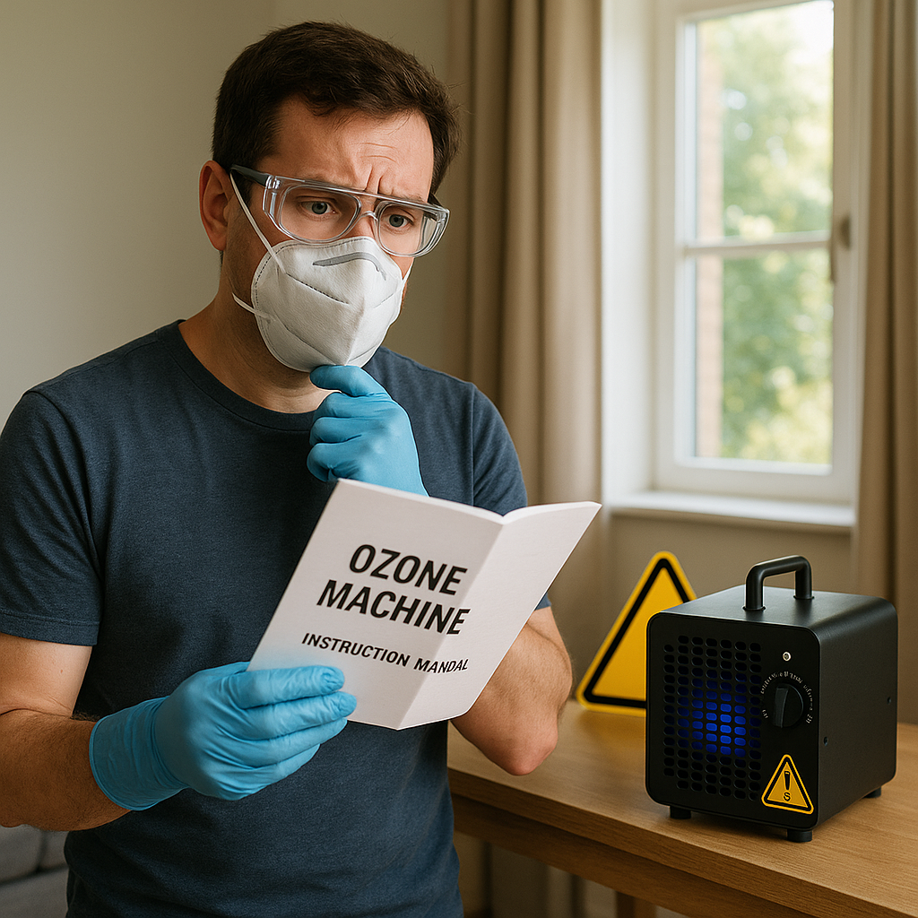 a man reading ozone instruction guide