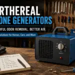 AI illustration of an Airthereal MA5000-style ozone generator on a workshop workbench representing our Airthereal MA5000 review.