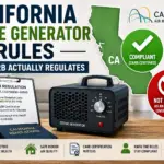 Guide to California CARB ozone generator regulations explaining certification requirements, ozone limits, and air cleaner compliance rules.