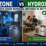 Ozone vs Hydroxyl Generators: Which Odor Removal Method Is Better? Side-by-side comparison of ozone and hydroxyl generators for smoke, mold, pet odors, and water damage odor removal